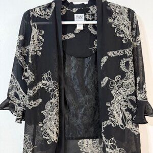Vintage R & M Richards by Karen Kwong - Sheer 3/4 Sleeve Kimono/Jacket - Size 8